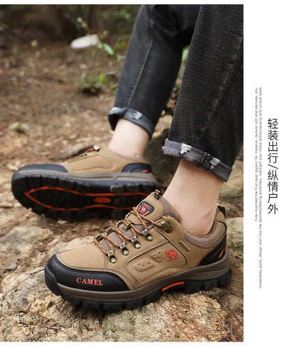 Classic Black Men's Hiking Shoes Outdoor Low-Cut Climbing Walking Shoes Trekking Sneakers Non-Slip Mountaineering Shoes for Men
