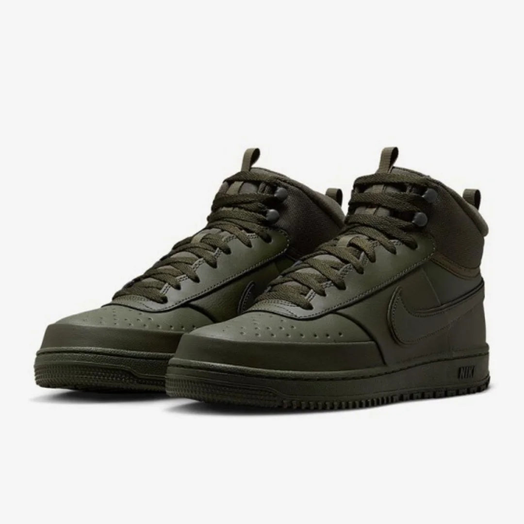 Nike Court Vision Men's Black and White Olive Green Brown Comfortable and Versatile Mid-Top Casual Sneakers DR7882-300