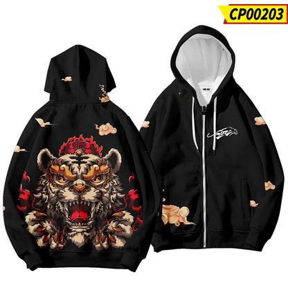 Felpe con cappuccio da uomo e bambino con stampa 3D per Capodanno cinese, grafica drago, streetwear cool, top con cappuccio