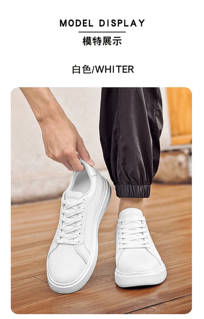 New Men's Sneakers Elevator Shoes Height Increasing Insole 6-10CM High Heels Leather Sport Shoes Men's Shoes