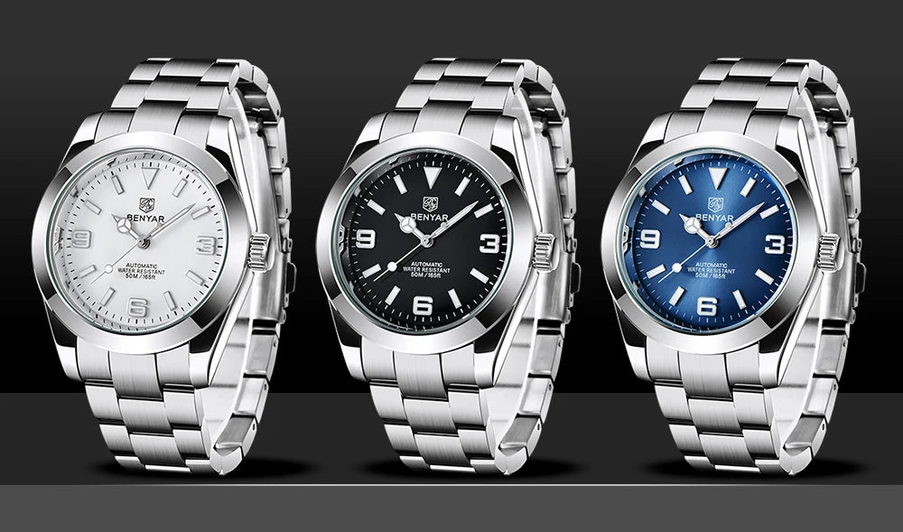 BENYAR 2025 Nuevo reloj mecánico automático para hombre, estilo business deportivo de lujo, relojes para hombre, resistente al agua 50M, Relogios Masculino