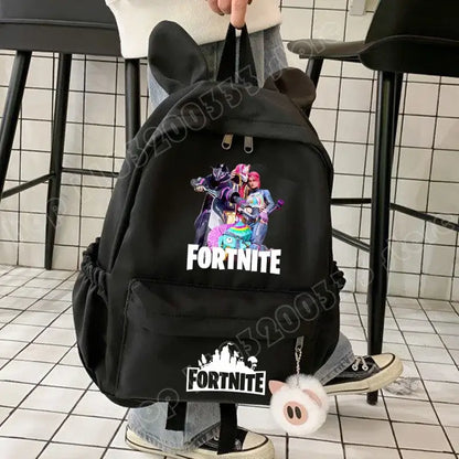 New Fortnite Cartoon Backpack Boy Girl Casual Schoolbag Large Capacity Student Bag Rabbit Ears Travel Backpack Stationary Gift