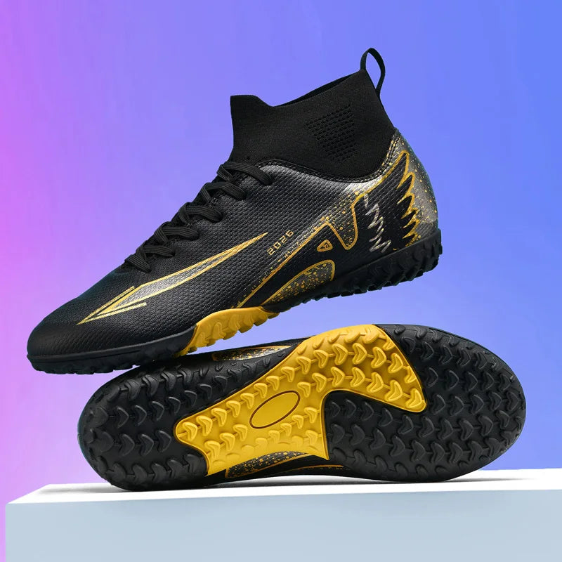 Nouvelles chaussures de football pour hommes, chaussures de soccer de haute qualité pour l'extérieur, chaussures de sport ultralégères pour l'intérieur, chaussures de sport antidérapantes à cheville haute, chaussures d