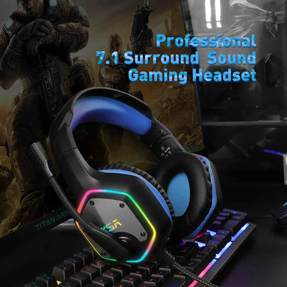 EKSA E1000 Gaming Headphones For PC/PS4/PS5 7.1 Surround RGB Gaming Headset Gamer USB Wired Headphones with Noise Cancelling Mic