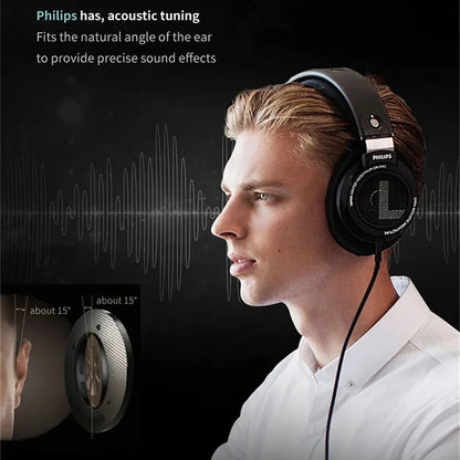 Philips SHP9500 HiFi Stereo Wired Headphones – Professional Open-Back Over-Ear Headset for Music, Gaming, Mobile & PC – High Precision Sound, 50mm Drivers, Crystal Clear Audio Performance
