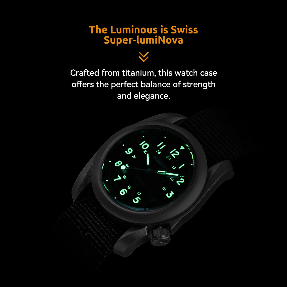 Boderry Field Watch VOYAGER Men's Watches 100M Waterproof Titanium Automatic Luminous For Seiko Movement Wristwatch