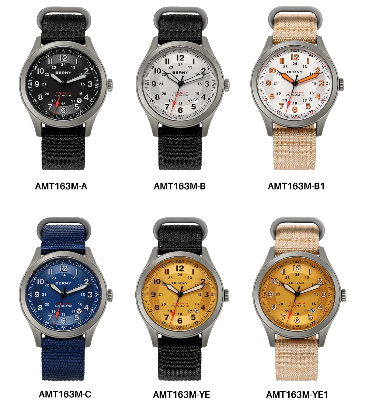 BERNY Titanium Automatic Men's Field Watches Date Sapphire Super Luminous Sports Easy Read Outdoor 10ATM Mechanical Watch
