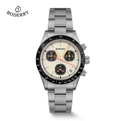 Boderry GOLDACE Titanium Chronograph Watch Mecha-Quartz Movement Luminous Business Wristwatch 100M Waterproof Clock