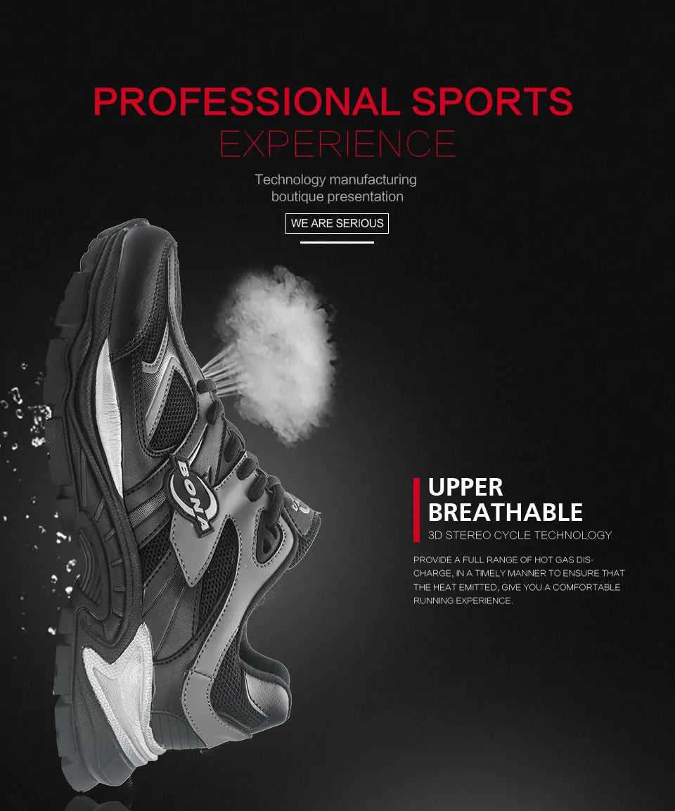 BONA New Designers Breathable Road Running Shoes Casual Shoes Man Athletic Walking Footwear Men Outdoor Jogging Masculino