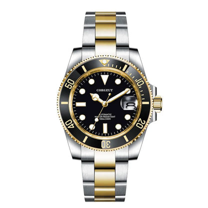 Custom logo NH35 MIYOTA 8215 Automatic Men Watch Luxury Diver Two Tone Gold 316L Stainless Steel Sapphire 10ATM Sterile  Sunburs