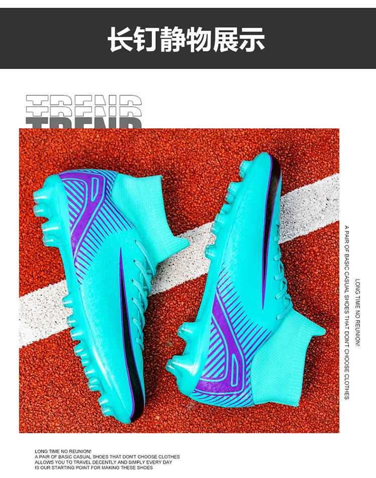 High Top Football Boots Men's Large Size 47 Training Sports AG Long Nail TF Broken Nail Ball Shoes Net Lining Rubber Outsole