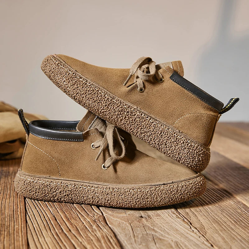 Pantofi casual din piele de căprioară pentru bărbați, de marcă de lux, din piele naturală, realizați manual, cu design antiderapant, pentru primăvară și toamnă