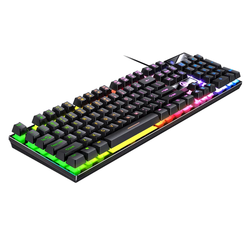 Teclado gaming USB con cable y retroiluminación, teclado gamer de 104 teclas para ordenador/portátil/PC, diseño ergonómico, accesorio gaming para oficina