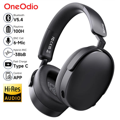 Oneodio SuperEQ A200 Cuffie wireless Bluetooth 5.4 ANC – Headset over-ear con cancellazione del rumore, microfono ENC, audio Hi-Res e controllo tramite app