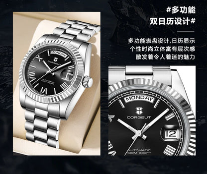 39mm Men Corgeut Logo/Name NH36 Automatic Mechanical Relogio Masculino Sapphire Glass Luminous Waterproof Wristwatch