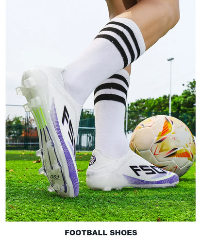 New Men's Football Boots, Non-Slip Outdoor Sneakers, Match Grass Cleats, High-Quality Soccer Shoes, Futsal, Hot-Selling High-Top Light Boots