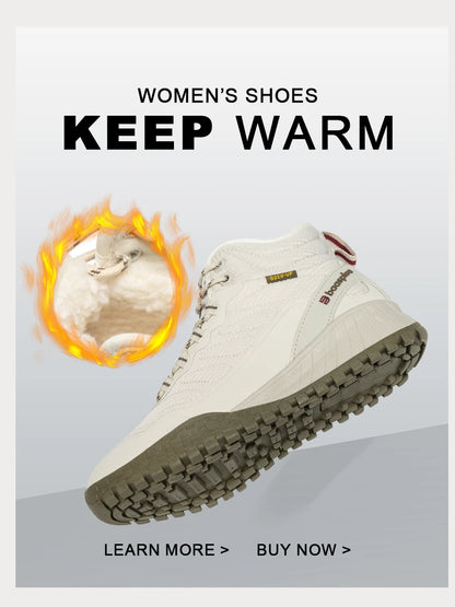 Baasploa Winter Women’s Sneakers Plush Warm Snow Boots Non-Slip Waterproof Shoes Women’s Outdoor Boots Walking Shoes