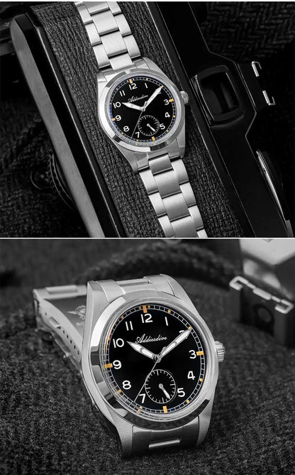 Reloj de cuarzo ADDIESDIVE de 36mm para hombre VH60, luminoso BGW9, cristal abombado tipo burbuja, cubierta de vidrio, resistente al agua 10Bar, acero inoxidable