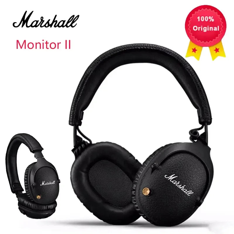 Auscultadores sem fios com cancelamento de ruído Marshall MONITOR II A.N.C. – Headset Bluetooth premium over-ear com graves profundos, microfone e áudio para gaming