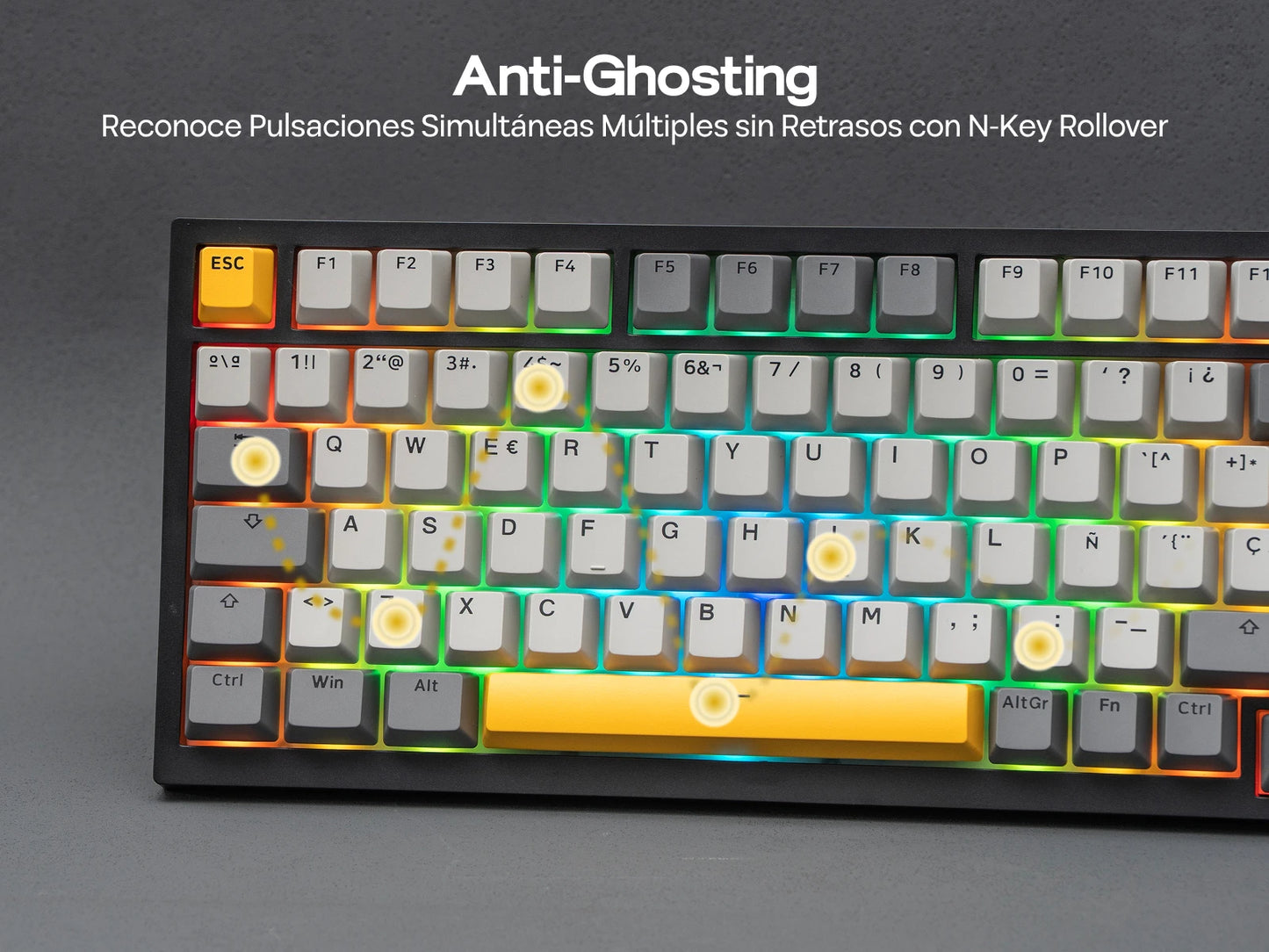 Layout ISO-ES EPOMAKER X AJAZZ AK820 PRO 75% spagnolo, tastiera meccanica cablata/2.4GHz/BT con schermo e manopola per PC/Mac