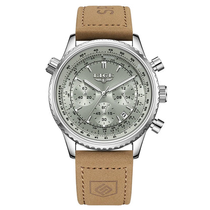 Montre de luxe pour homme LIGE – Chronographe avec date, en acier inoxydable, étanche, luminescente, style sportif et militaire, montre à quartz pour homme