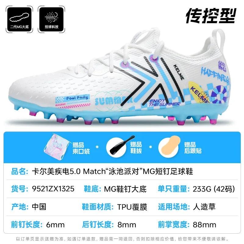 Kelme Men’s MG Soccer Cleats Indoor Short Studs Professional Match Football Boots Slip-Resistant Training Turf Shoes