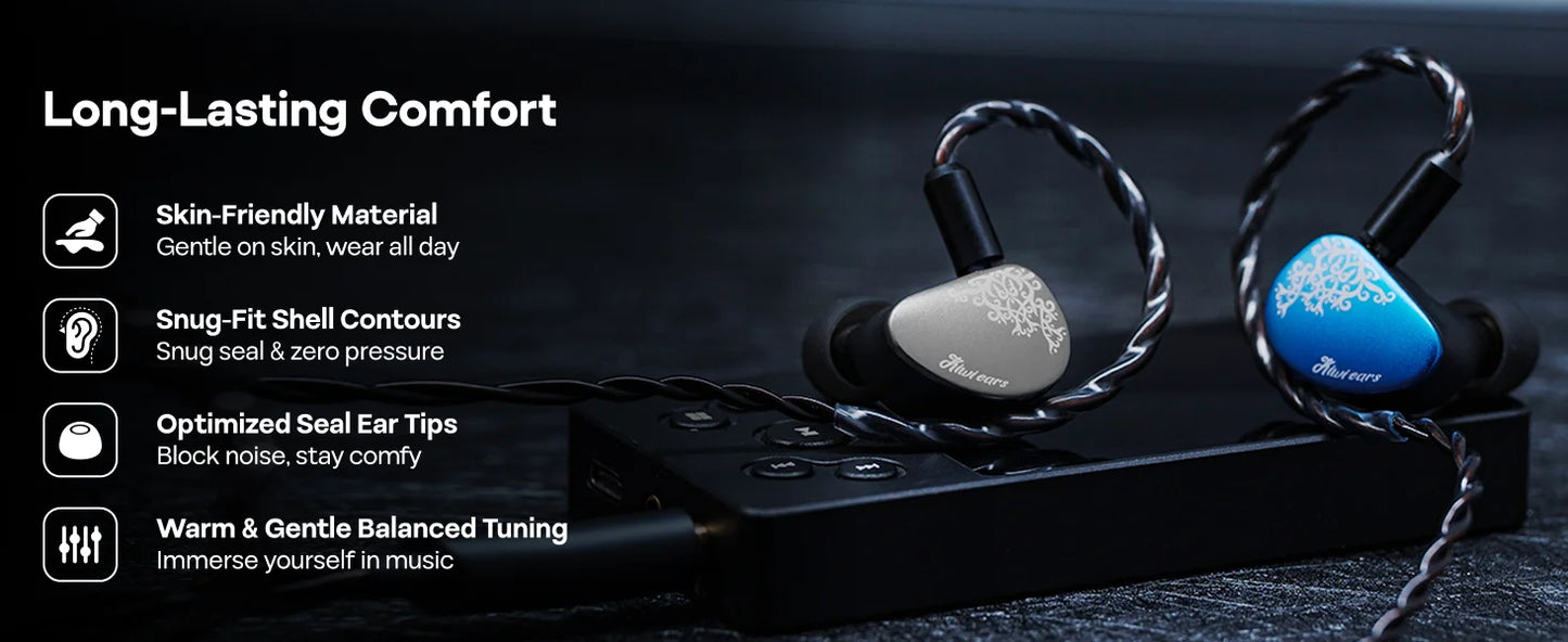 Auscultadores intra-auriculares HiFi Linsoul Kiwi Ears Cadenza II IEM com driver dinâmico de titânio de 10mm, KARS 2.0 e cabo amovível