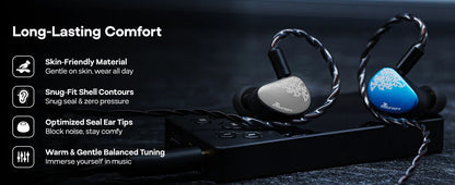 Auscultadores intra-auriculares HiFi Linsoul Kiwi Ears Cadenza II IEM com driver dinâmico de titânio de 10mm, KARS 2.0 e cabo amovível