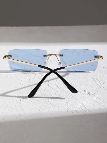 1/2PCS Unisex Metal Square Frame Fashio Rimless Sunglasses For Outdoor Beach Party