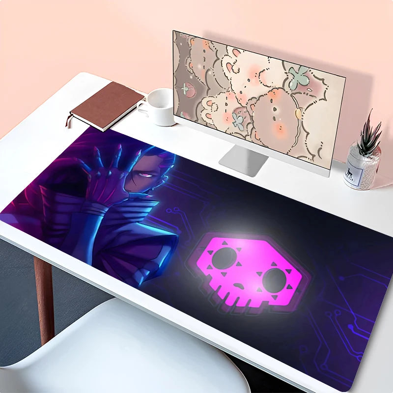 Tapete de Rato Anime para Portátil, Acessório de Escritório, Tapete para Teclado PC, Base de Borracha para Copo, Tapete de Rato Macio Grande, Tapete de Secretária Overwatch Sombra