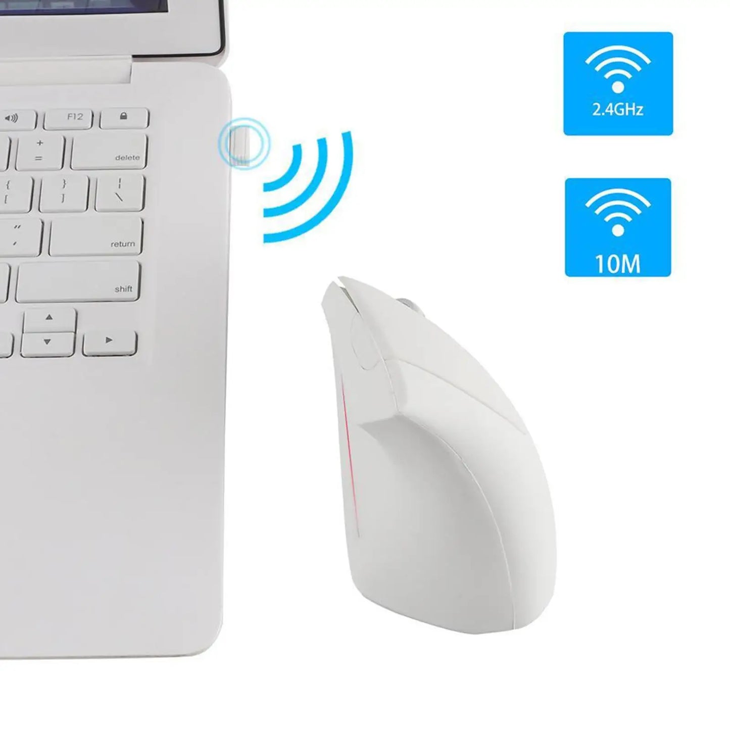 Rato gaming vertical sem fios 2.4G ergonómico 1600DPI para PC, portátil e escritório — mini rato gaming