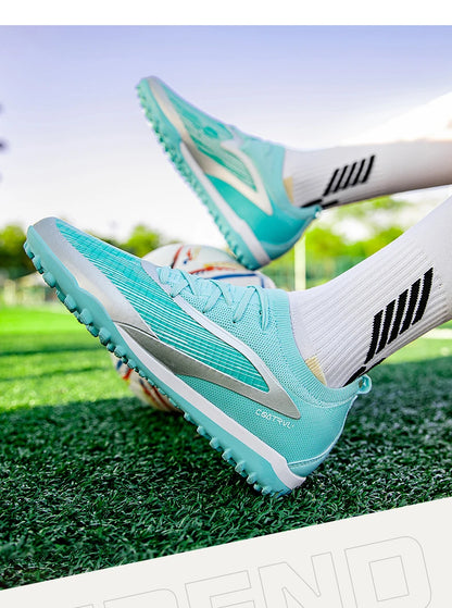 Chuteiras de futebol novas para homem, com pitons para exterior, respiráveis, adulto, antiderrapantes, calçado de futebol desportivo, pitons longos, treino, rapaz, jogo, confortáveis