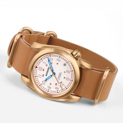 Relógio masculino Boderry Field Watches VOYAGER, caixa em bronze, mecânico automático, 100M impermeável, estilo militar, marca de topo