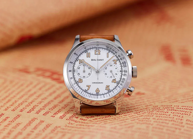 Baltany S5034 39mm Chronograph Watch Man Sapphire Crystal Panda Dial StainlessSteel Super Luminous Vintage Quartz Wristwatches