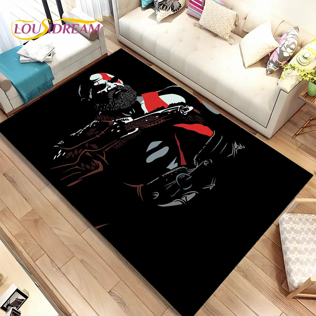 God of War Game Gamers Kratos  Area Rug,Carpet Rug for Living Room Bedroom Sofa Doormat Decoration, Kids Play Non-slip Floor Mat