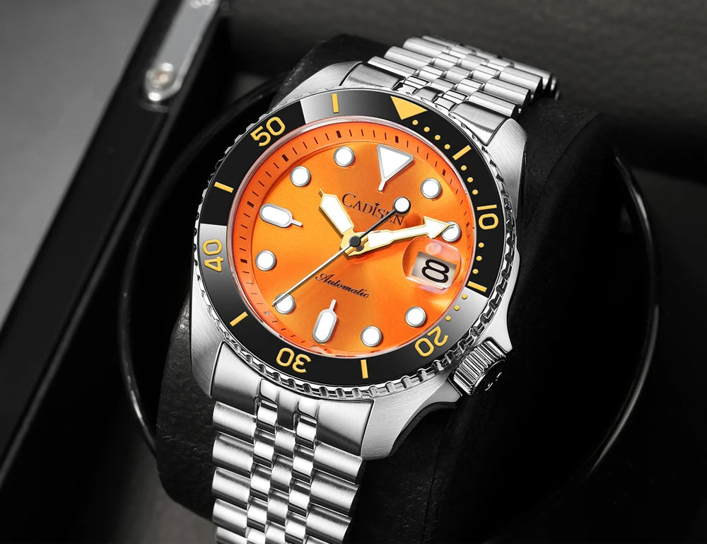 CADISEN New Luminous Men Mechanical Wristwatches Ceramic Bezel Sapphire Glass Automatic Watch Men Relogio Masculino