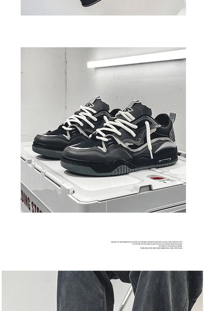 Zapatillas casual de malla para hombre, cómodas zapatillas de running masculinas con cordones, zapatos de skate con plataforma para hombre, zapatillas deportivas para estudiantes