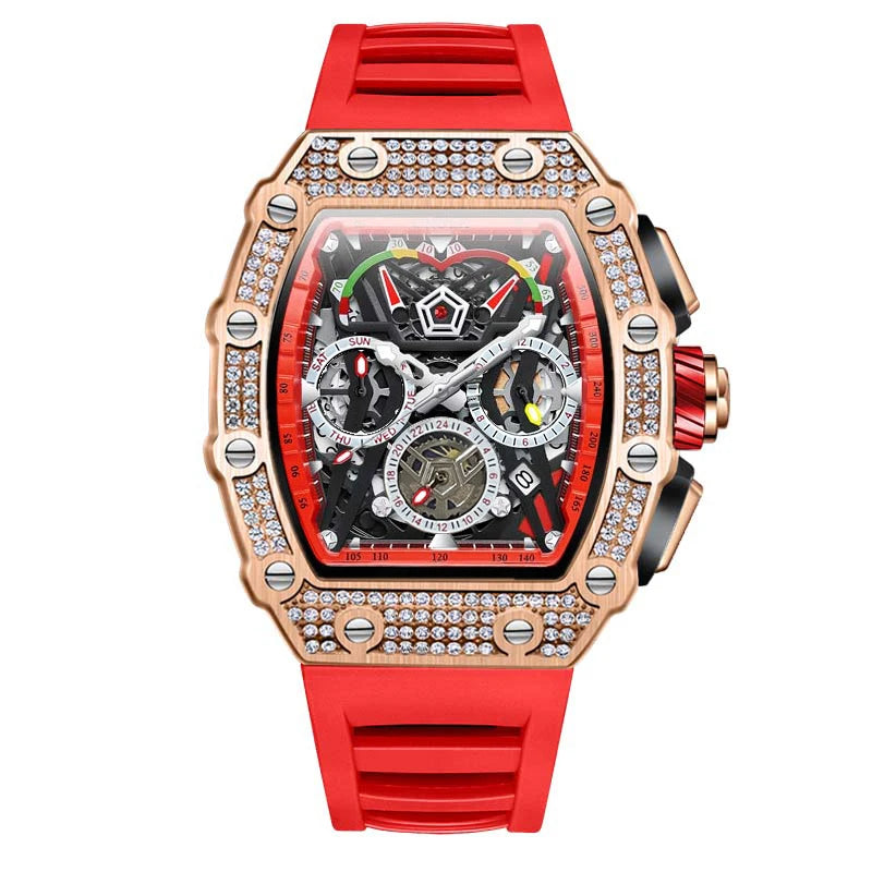 ONOLA Luxury Diamond Mechanical Wristwatches Fashion Sports Square Date Waterproof Automatic Man Watch Men Military Watch Clock