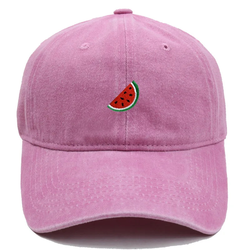 Printed Watermelon Baseball Cap Men's Washed Soft Top Retro Dad Hats Women's Casual Versatile Fashion Trend Duck Tongue Caps