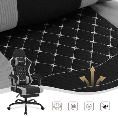 WOLTU Massage Gaming Chair Ergonomic Gamer Chair with Footrest, Lumbar Support, Adjustable Headrest, Swivel Computer Office Chair