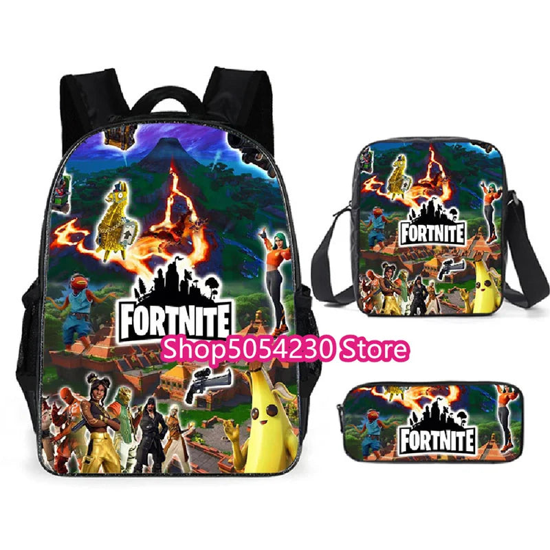 Mochila Fortnited de 3 piezas para niños Victory Game, 16 pulgadas, resistente al agua, mochila preescolar moderna, mochilas escolares para primaria