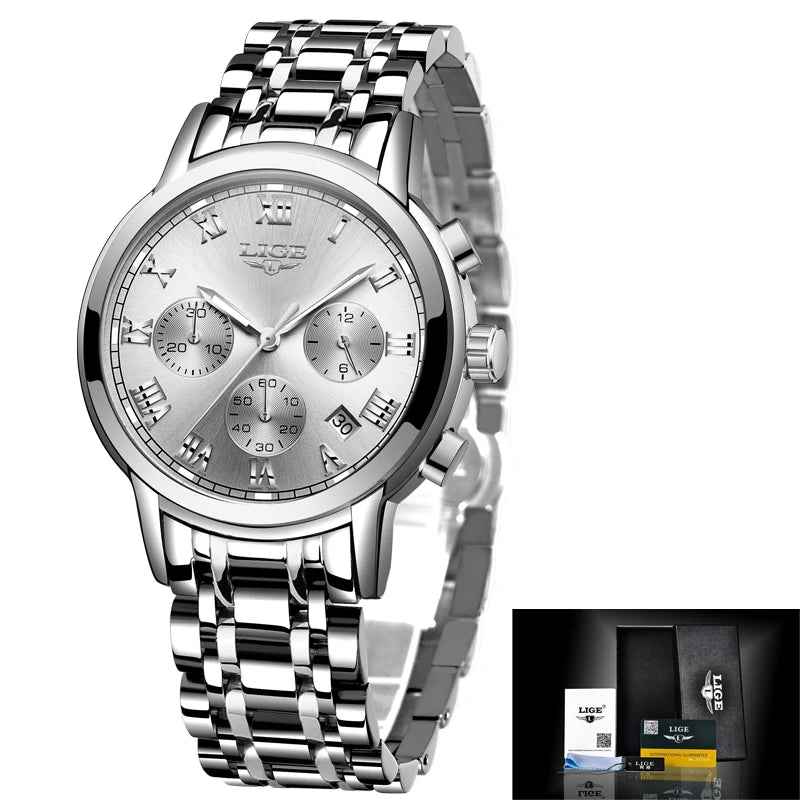LIGE New Fashion Luxury Women Watch Waterproof Quartz Ladies Watches Business Steel Band Casual Bracelet Date Clock Wristwatches