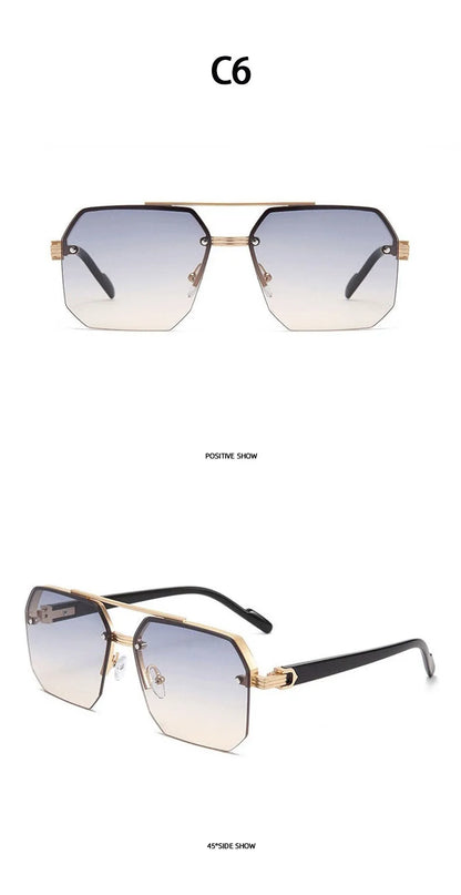 2026New Man Woman Sun Glasses Fashion Versatile UV400 Sunglasses High Quality Half-Frame Shades Unisex Double Beam Design Sunnie