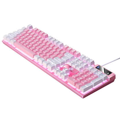 Teclado gaming USB con cable y retroiluminación, teclado gamer de 104 teclas para ordenador/portátil/PC, diseño ergonómico, accesorio gaming para oficina