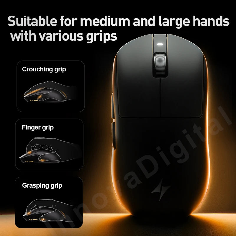 Ratón gaming inalámbrico ATK Dragonfly A9 Ultra PAW3950, ultraligero, trimodo, ergonómico, para esports y jugadores FPS, A9 SE Plus