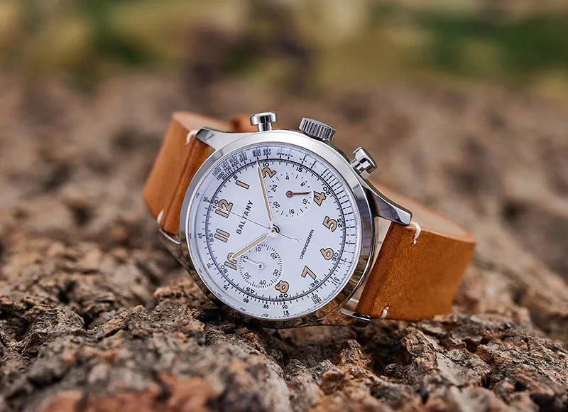 Baltany S5034 39mm Chronograph Watch Man Sapphire Crystal Panda Dial StainlessSteel Super Luminous Vintage Quartz Wristwatches