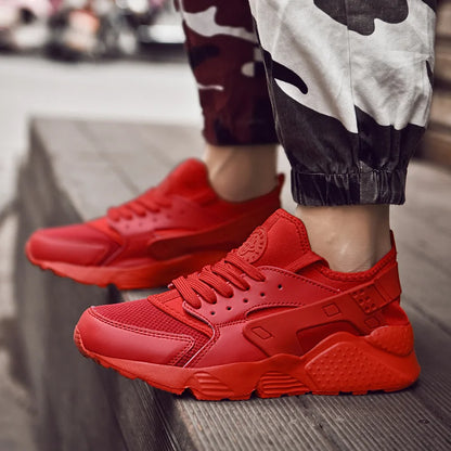 Men's Sneakers Fashion Lightweight Comfortable Breathable Sports Shoes for Walking Summer Mesh Flat Red Tennis Shoes