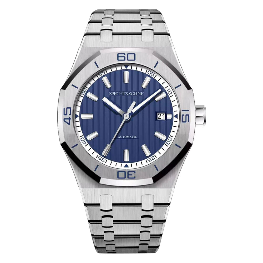 Specht&Sohne New Classic Men's Watch 50M Waterproof Luminous Sapphire Crystal Blue Automatic Mechanical Watches Reloj Hombre