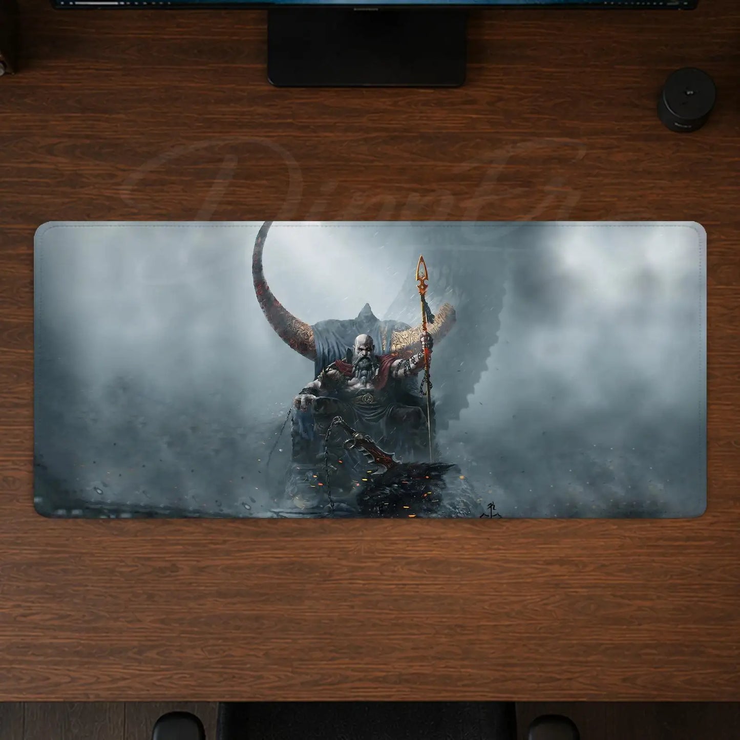 God of War Mouse Pad Gaming office Desk Mat Non-slip Large Mousepad DIY Keyboard Pad stitched edge rubber base