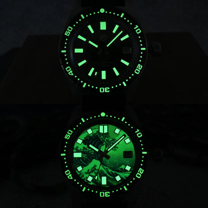 San Martin Official 40mm 62mas V3 Diver Watch For Men Kanagawa Surfing Dial NH35 Automatic Mechanical 20Bar Rubber Strap SN0007